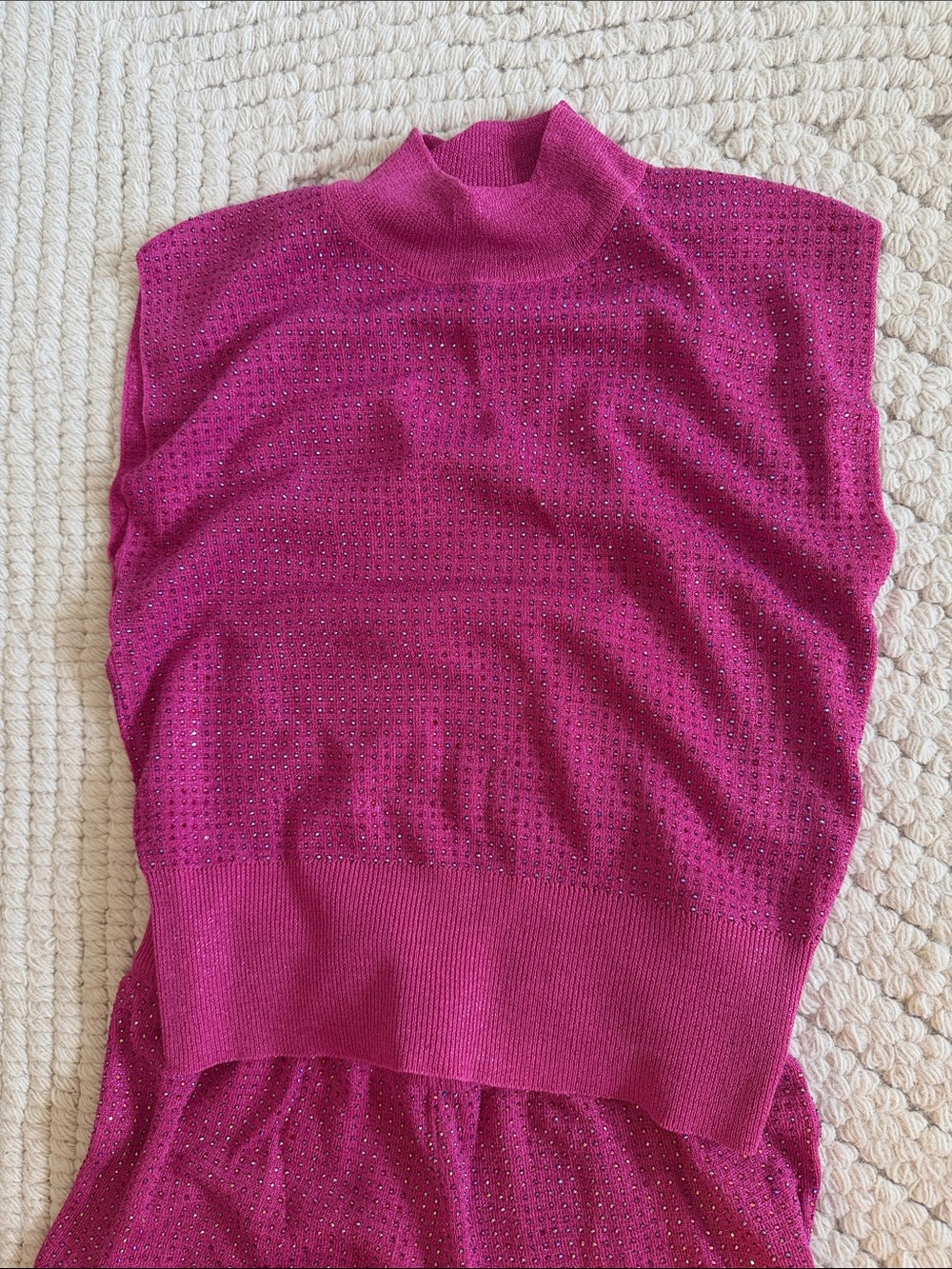 Women's Pink Knit Crystal Set
